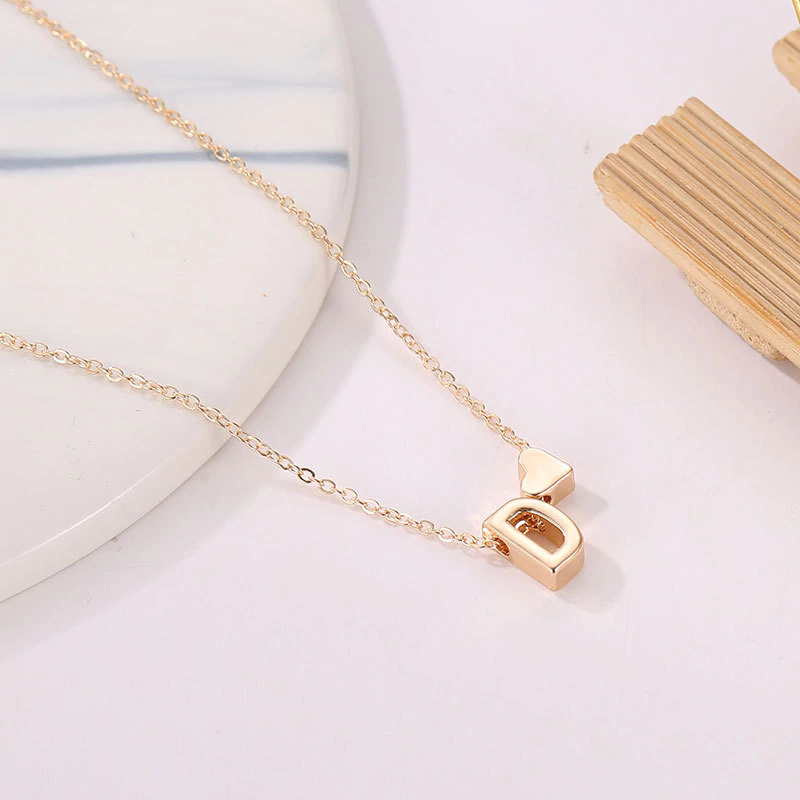 Tiny Heart Initial Necklace